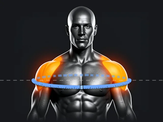 Illustration: a tape around the widest point of the shoulders, level all the way round.
